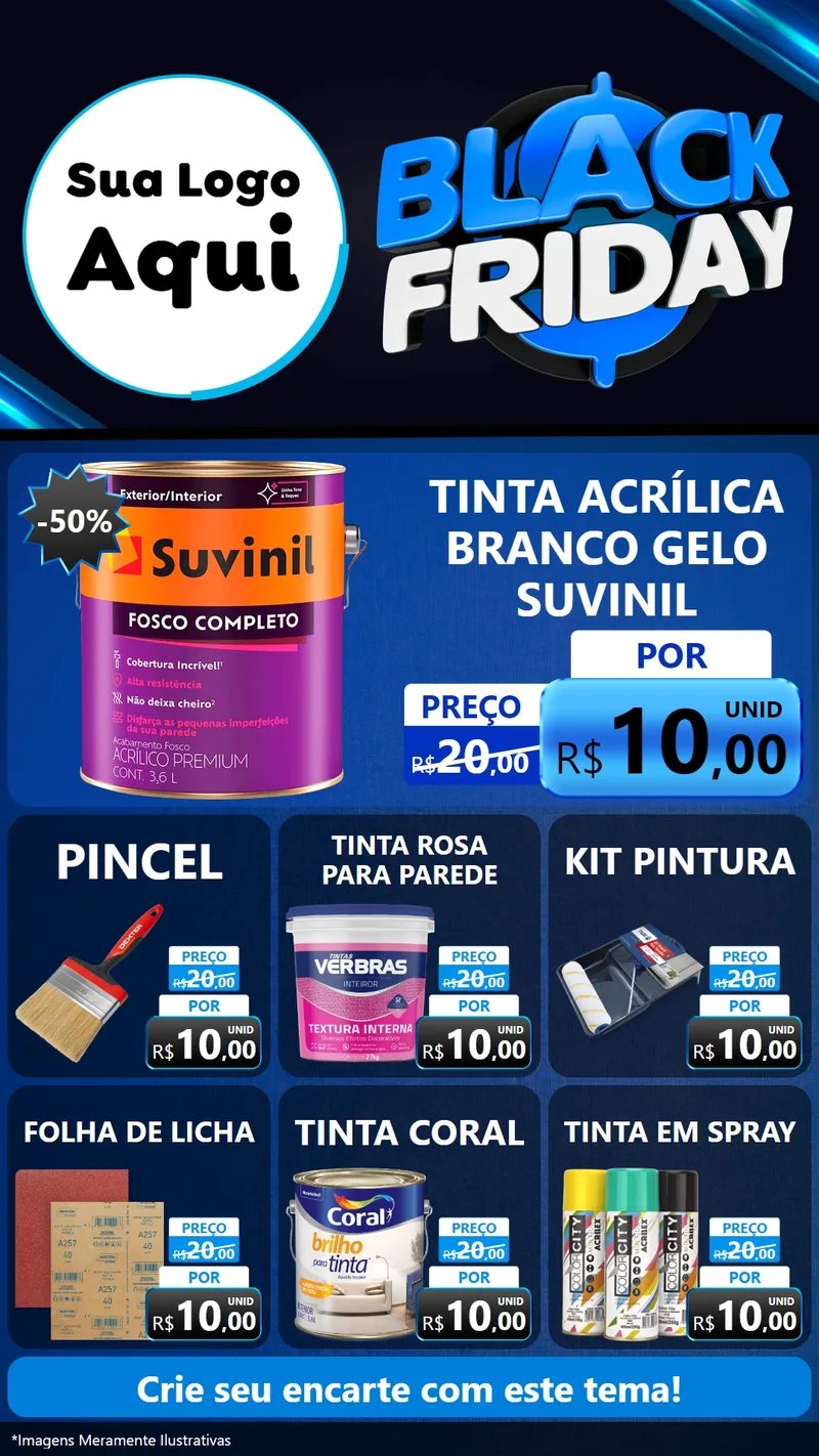 Modelo de Rede Social para Stories com o tema Black Friday para Tintas e Ferramentas