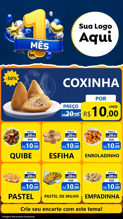 Modelo de Rede Social para Stories com o tema Um Mês de Aniversário para Salgadaria