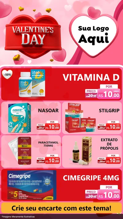 Modelo de TV para TV Vertical com o tema Valentine's Day para Farmácia