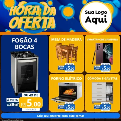 Modelo de Rede Social para Feed Facebook com o tema Hora da Oferta para Móveis e Eletro