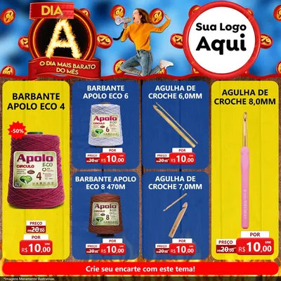 Modelo de Rede Social para Feed Facebook com o tema Dia A - O Dia Mais Barato Do Mês para Armarinho e Aviamentos