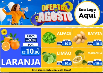 Modelo de Encarte para Encarte A4 Horizontal com o tema Ofertas de Agosto para Hortifrúti