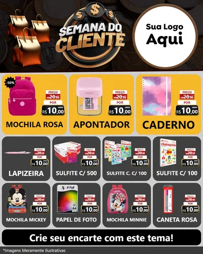 Modelo de Rede Social para Feed Instagram com o tema Semana do Cliente para Papelaria
