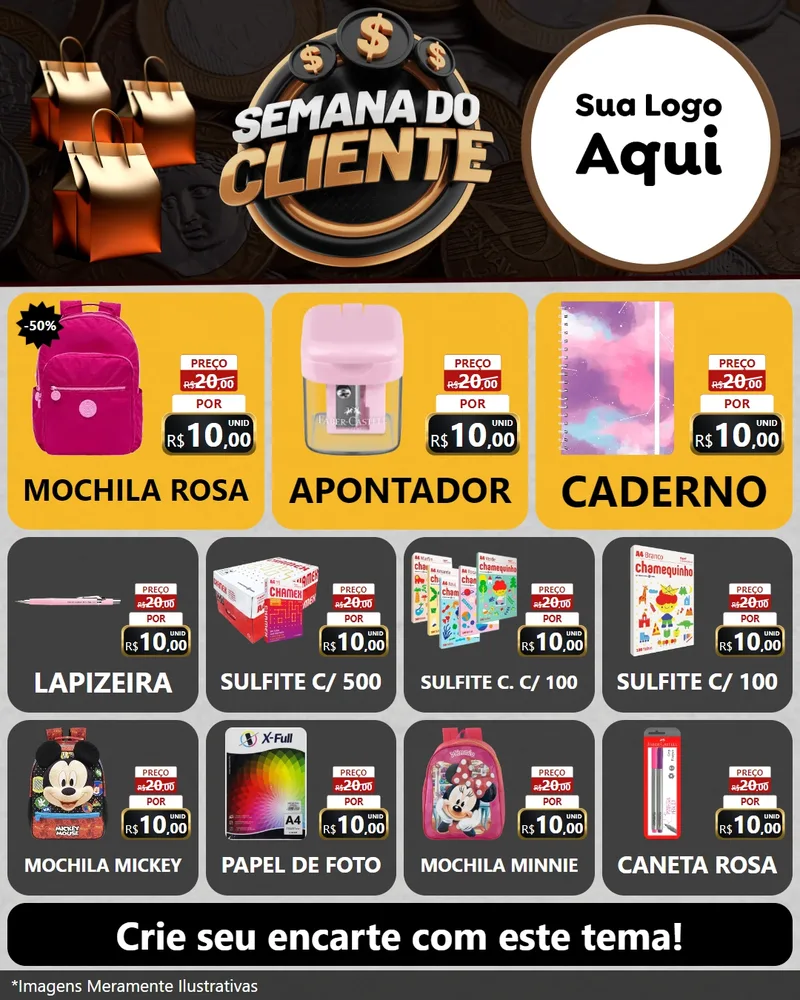 Modelo de Rede Social para Feed Instagram com o tema Semana do Cliente para Papelaria