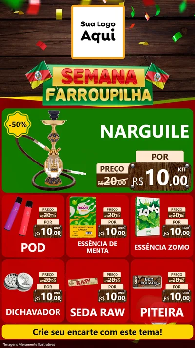 Modelo de Rede Social para Stories com o tema Semana Farroupilha para Tabacaria