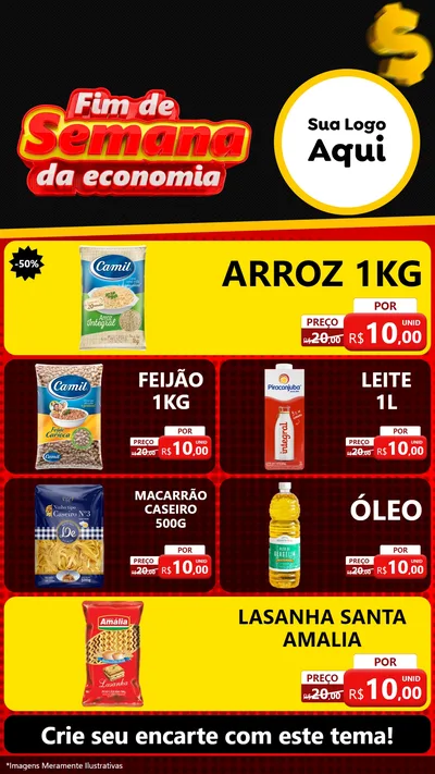Modelo de TV para TV Vertical com o tema Fim de Semana da Economia para Supermercado
