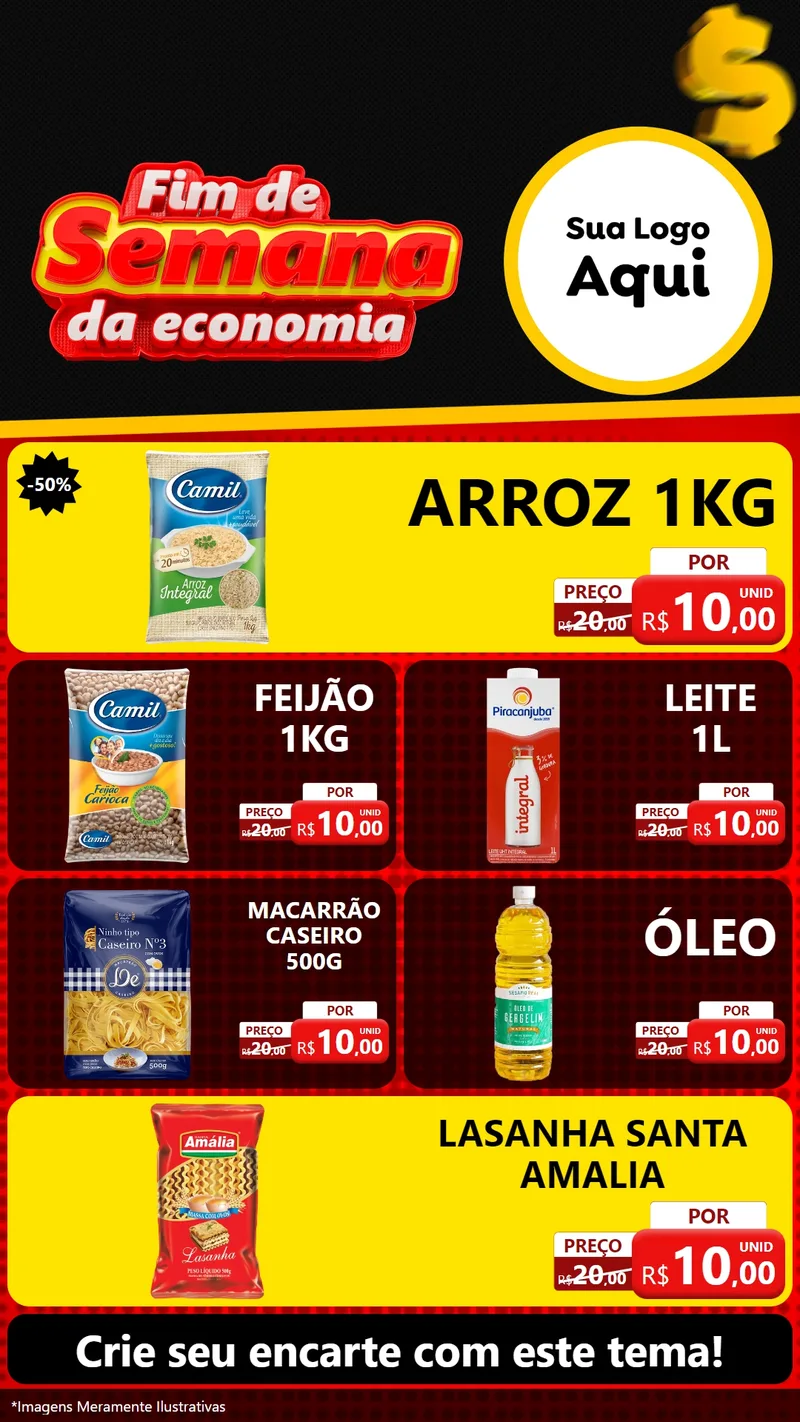 Modelo de TV para TV Vertical com o tema Fim de Semana da Economia para Supermercado