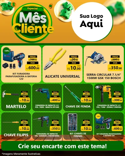 Modelo de Rede Social para Feed Instagram com o tema Especial Mês do Cliente para Maquinas e Ferramentas