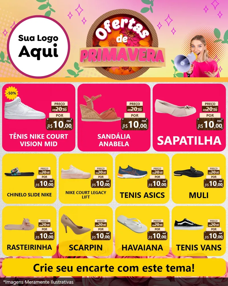 Modelo de Rede Social para Feed Instagram com o tema Ofertas de Primavera para Calçados