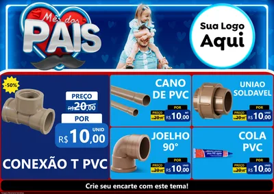 Modelo de Encarte para Encarte A4 Horizontal com o tema Mês Dos Pais para Tubos e conexões