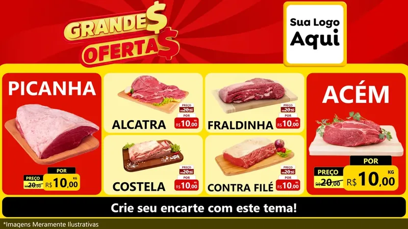 Modelo de TV para TV Horizontal com o tema Grandes Ofertas para Açougue