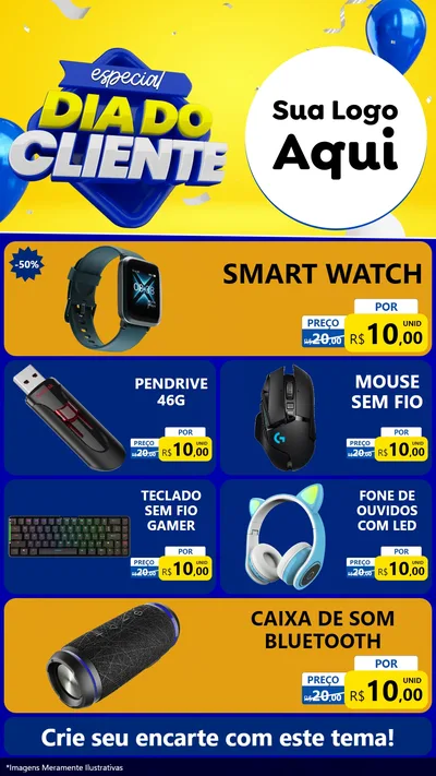 Modelo de TV para TV Vertical com o tema Especial Dia do Cliente para Informática