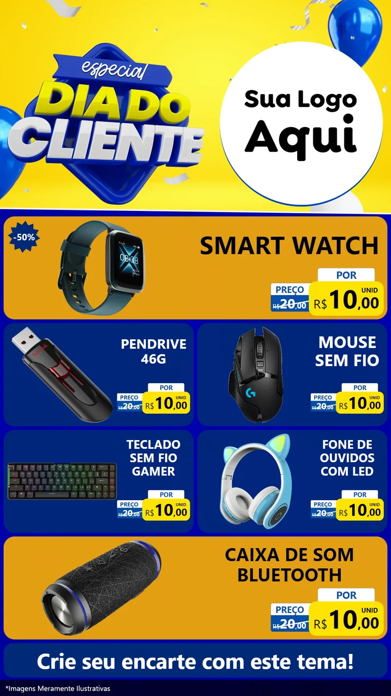 Modelo de TV para TV Vertical com o tema Especial Dia do Cliente para Informática