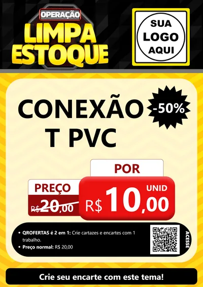 Modelo de Cartaz para Cartaz A4 Vertical com o tema Operação Limpa Estoque para Tubos e conexões