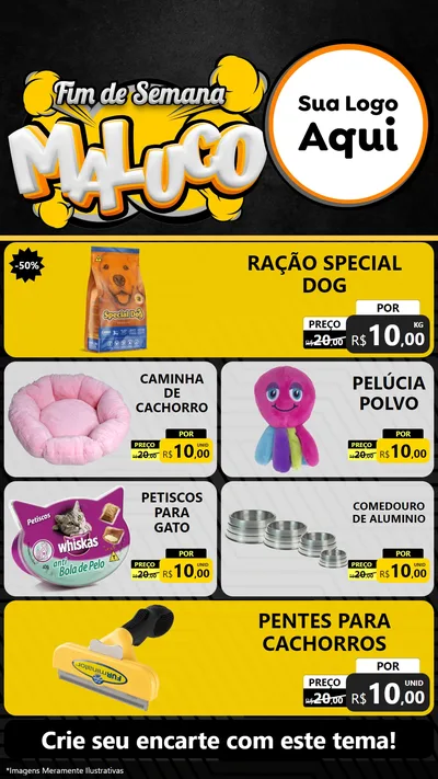 Modelo de TV para TV Vertical com o tema Fim de Semana Maluco para Pet Shop