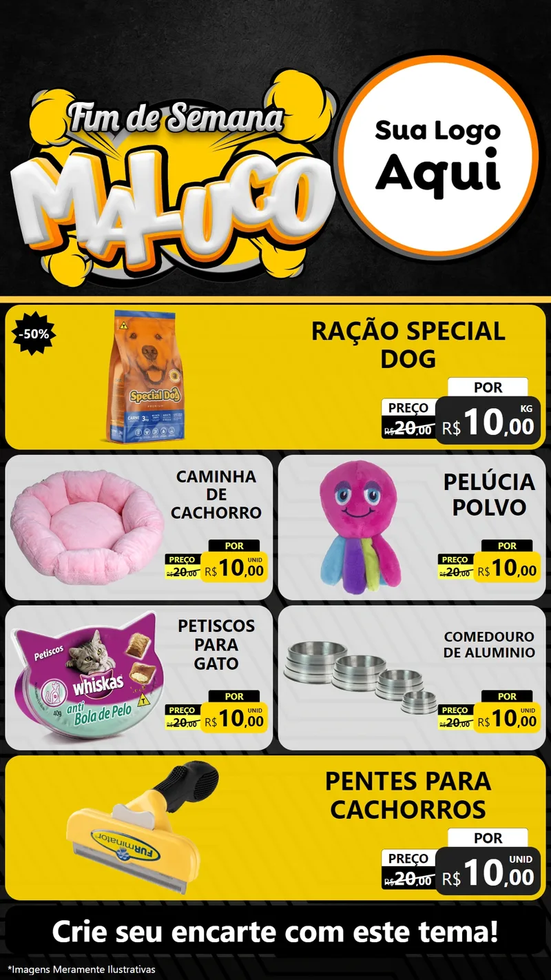 Modelo de TV para TV Vertical com o tema Fim de Semana Maluco para Pet Shop