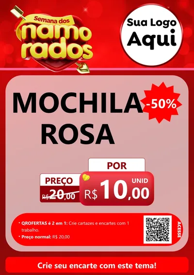 Modelo de Cartaz para Cartaz A4 Vertical com o tema Semana dos namorados para Papelaria
