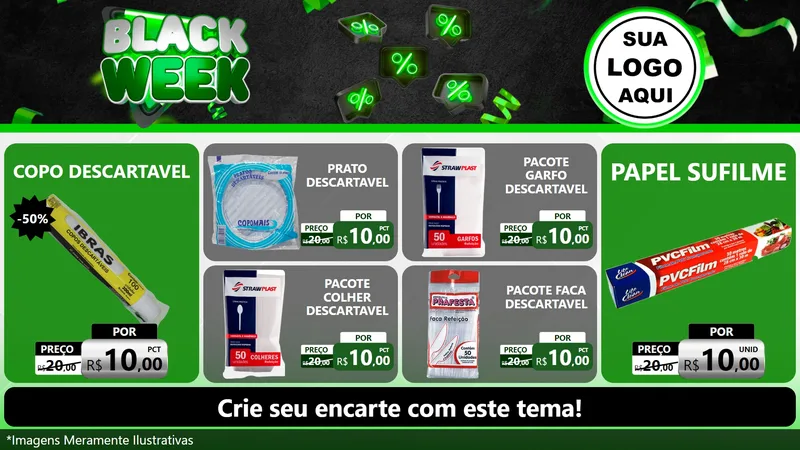 Modelo de TV para TV Horizontal com o tema Black Week para Embalagens