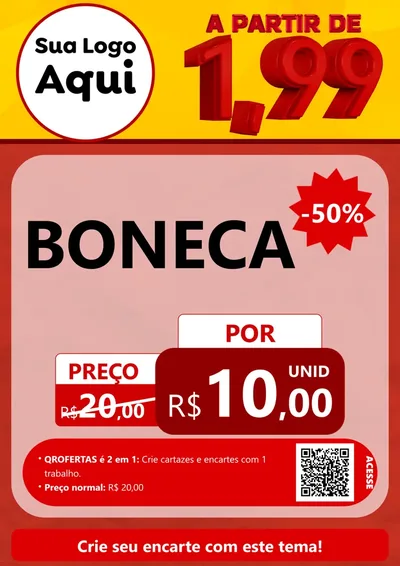 Modelo de Cartaz para Cartaz A4 Vertical com o tema A Partir de Um e Noventa e Nove - 1,99 para Brinquedos