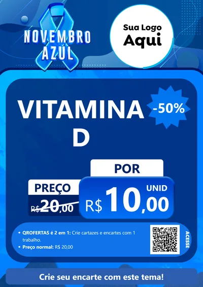 Modelo de Cartaz para Cartaz A4 Vertical com o tema Novembro Azul para Farmácia