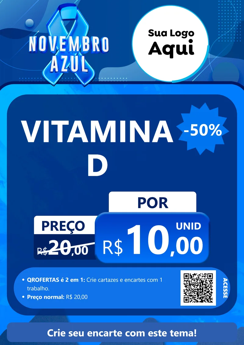 Modelo de Cartaz para Cartaz A4 Vertical com o tema Novembro Azul para Farmácia
