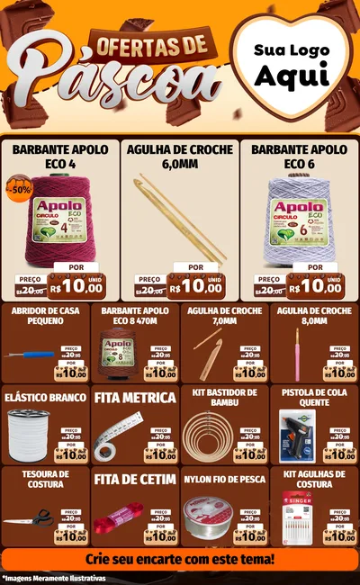 Modelo de Encarte para Encarte Grande com o tema Ofertas de Páscoa para Armarinho e Aviamentos