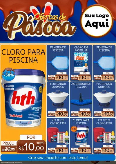 Modelo de Encarte para Encarte A4 Vertical com o tema Ofertas de Páscoa para Produtos para Piscina