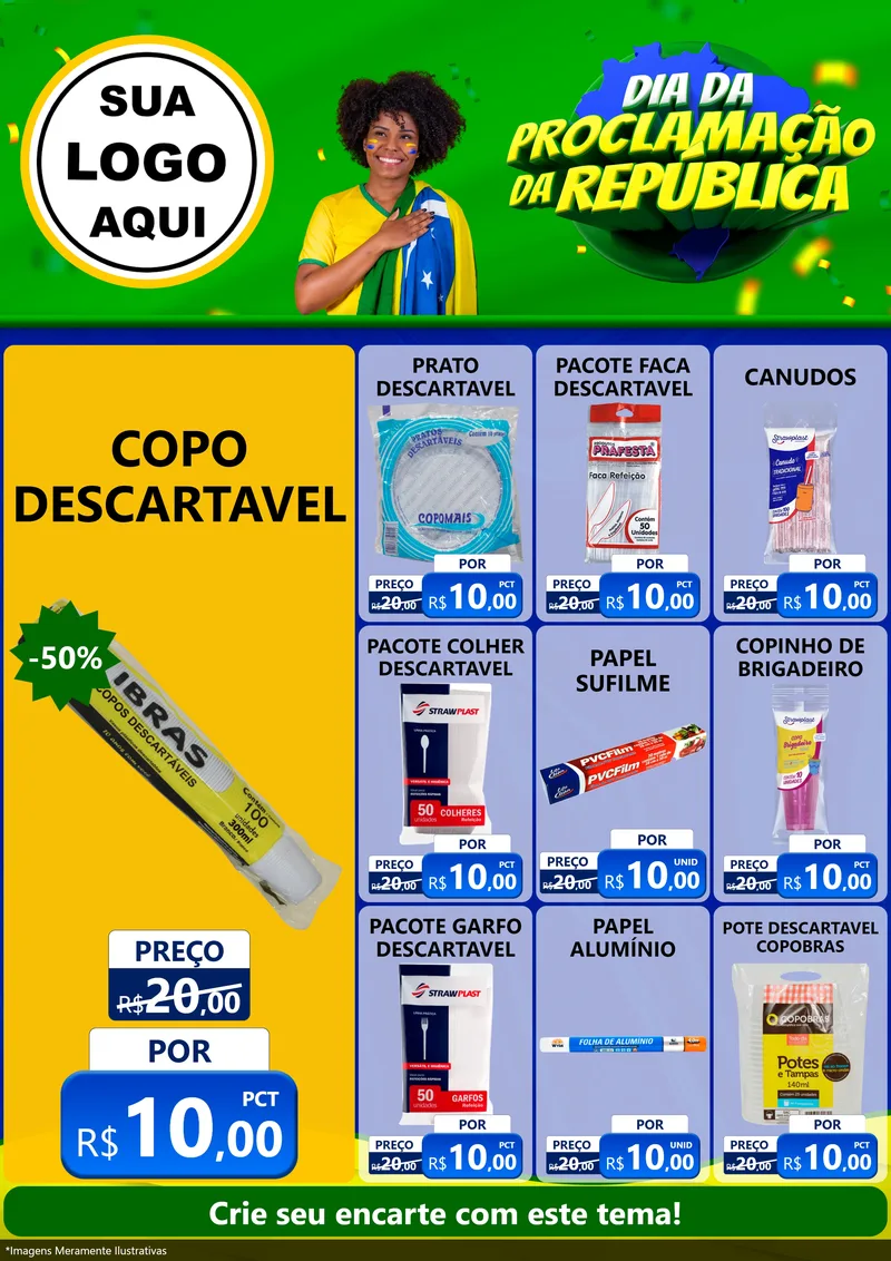 Modelo de Encarte para Encarte A4 Vertical com o tema Dia Da Proclamação Da República para Embalagens