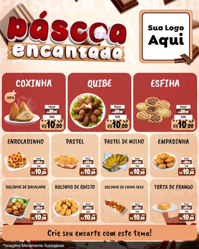 Modelo de Rede Social para Feed Instagram com o tema Páscoa Encantada para Salgadaria