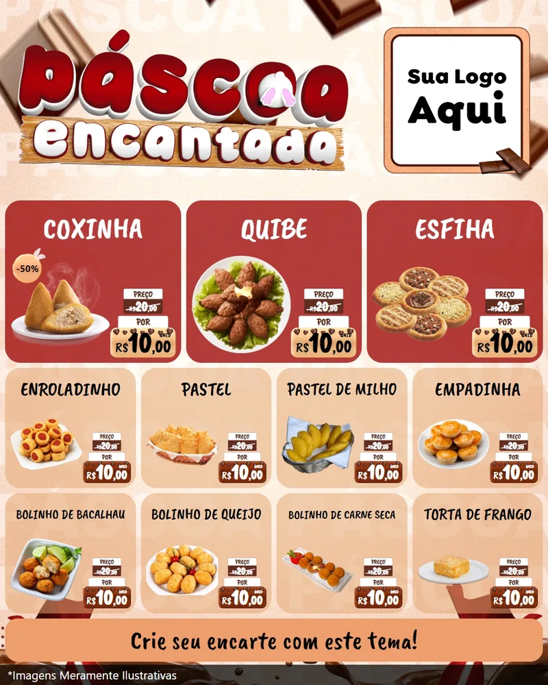 Modelo de Rede Social para Feed Instagram com o tema Páscoa Encantada para Salgadaria