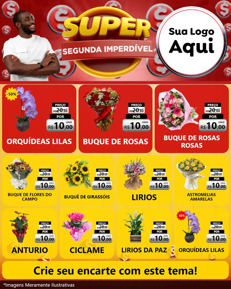 Modelo de Rede Social para Feed Instagram com o tema Super Segunda Imperdível para Floricultura e jardim