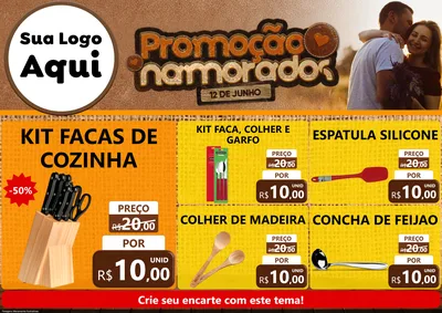 Modelo de Encarte para Encarte A4 Horizontal com o tema Promoção Namorados para Utilidades Domésticas