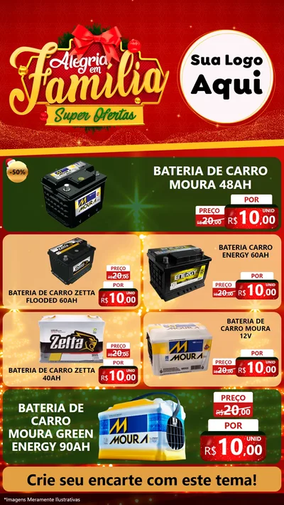 Modelo de TV para TV Vertical com o tema Alegria em Família Super Ofertas - Natal para Baterias Elétricas