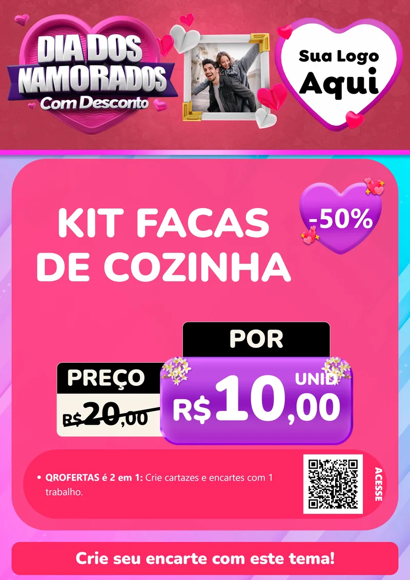 Modelo de Cartaz para Cartaz A4 Vertical com o tema Dia Dos Namorados Com Desconto para Utilidades Domésticas