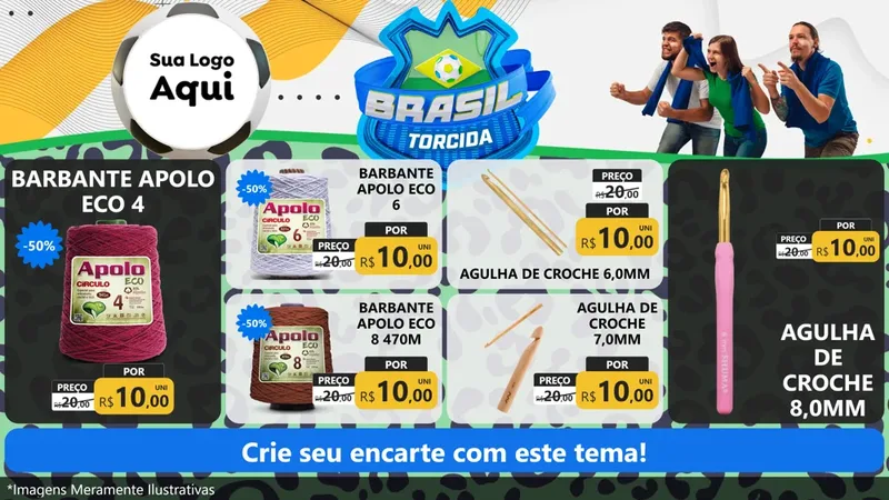 Modelo de TV para TV Horizontal com o tema Brasil Torcida - Copa para Armarinho e Aviamentos