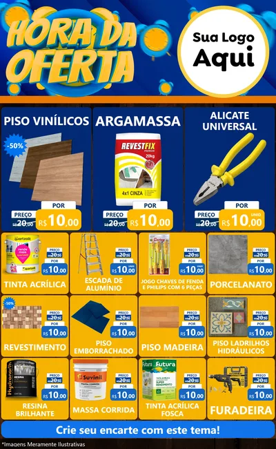 Modelo de Encarte para Encarte Grande com o tema Hora da Oferta para Material para Construção