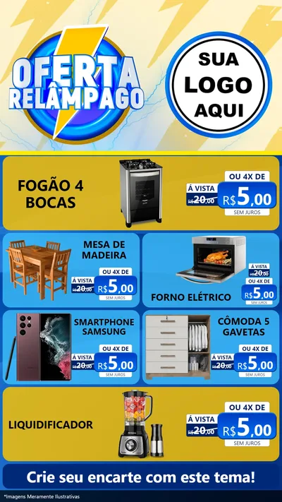 Modelo de TV para TV Vertical com o tema Oferta Relâmpago para Móveis e Eletro