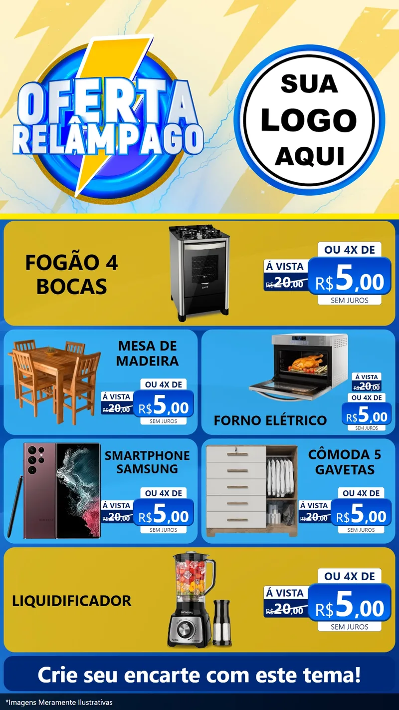 Modelo de TV para TV Vertical com o tema Oferta Relâmpago para Móveis e Eletro