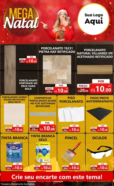 Modelo de Encarte para Encarte Grande com o tema Mega Natal para Pisos e revestimentos