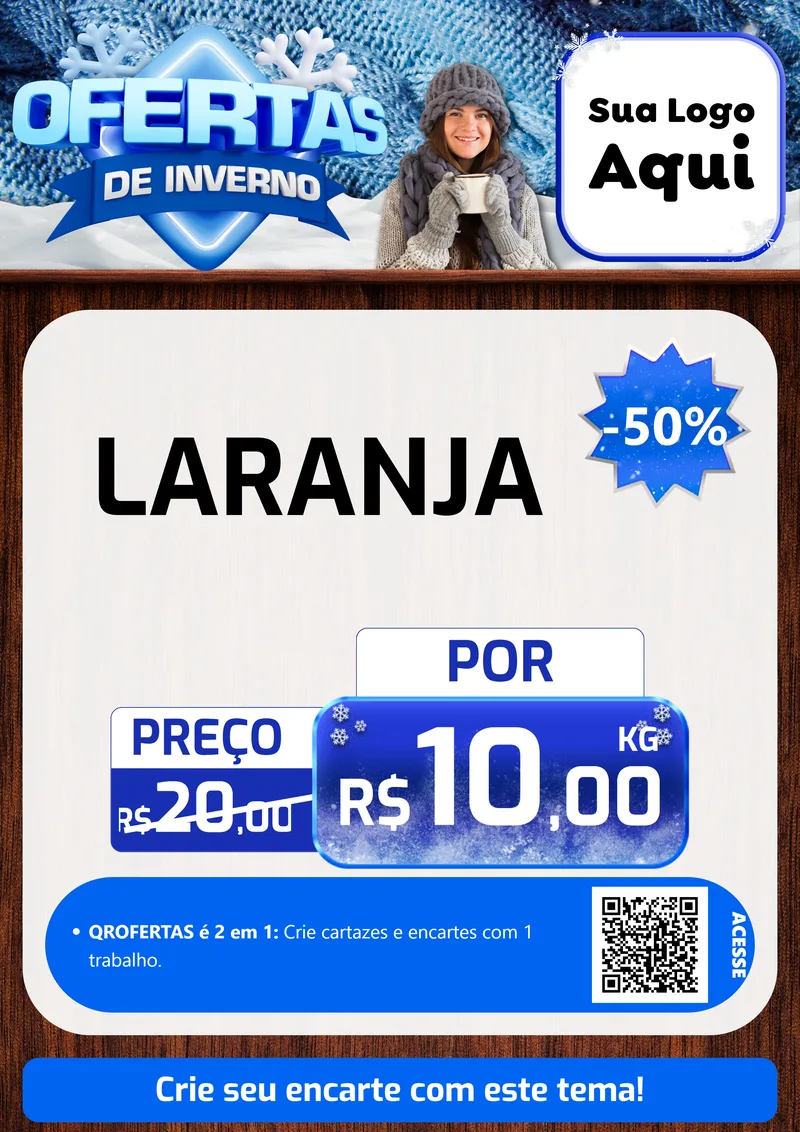 Modelo de Cartaz para Cartaz A4 Vertical com o tema Ofertas de Inverno para Hortifrúti