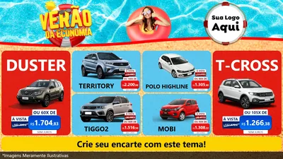 Modelo de TV para TV Horizontal com o tema Verão da Economia para Concessionaria de Carros