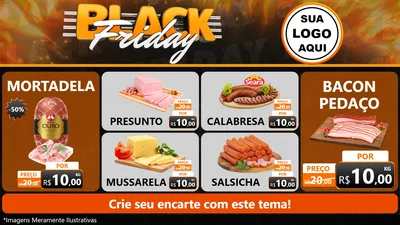 Modelo de TV para TV Horizontal com o tema Black Friday para Frios e Laticínios