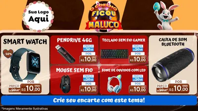 Modelo de TV para TV Horizontal com o tema O Coelho Ficou Maluco - Páscoa para Informática