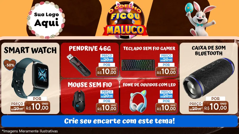 Modelo de TV para TV Horizontal com o tema O Coelho Ficou Maluco - Páscoa para Informática