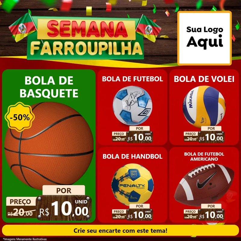 Modelo de Rede Social para Feed Facebook com o tema Semana Farroupilha para Artigos Esportivos