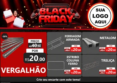 Modelo de Encarte para Encarte A4 Horizontal com o tema Black Friday para Ferragens