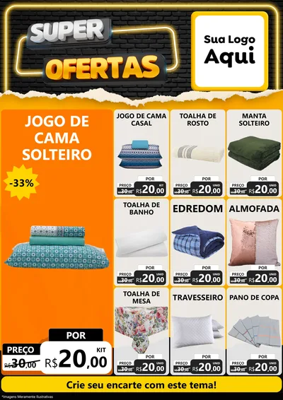 Modelo de Encarte para Encarte A4 Vertical com o tema Super Ofertas para Cama, Mesa e Banho