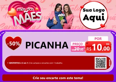 Modelo de Cartaz para Cartaz A4 Horizontal com o tema Mês Das Mães para Açougue