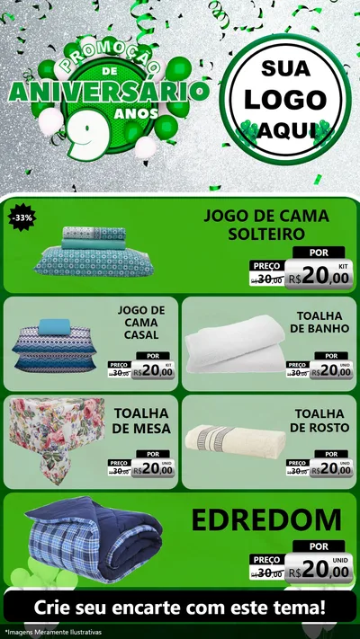 Modelo de TV para TV Vertical com o tema Promoção de Aniversário - 9 Anos para Cama, Mesa e Banho