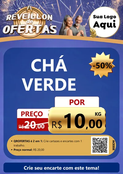 Modelo de Cartaz para Cartaz A4 Vertical com o tema Réveillon de Ofertas para Produtos Naturais